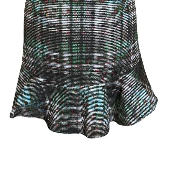 NEW Marie Oliver Filly Organza Mini Skirt in Inky Metallic Plaid Print - 4
